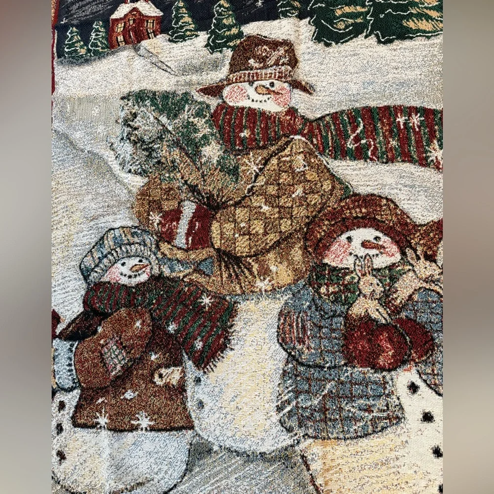NWT Lang Collection Mohawk Holiday Snowman Family Cotton Throw